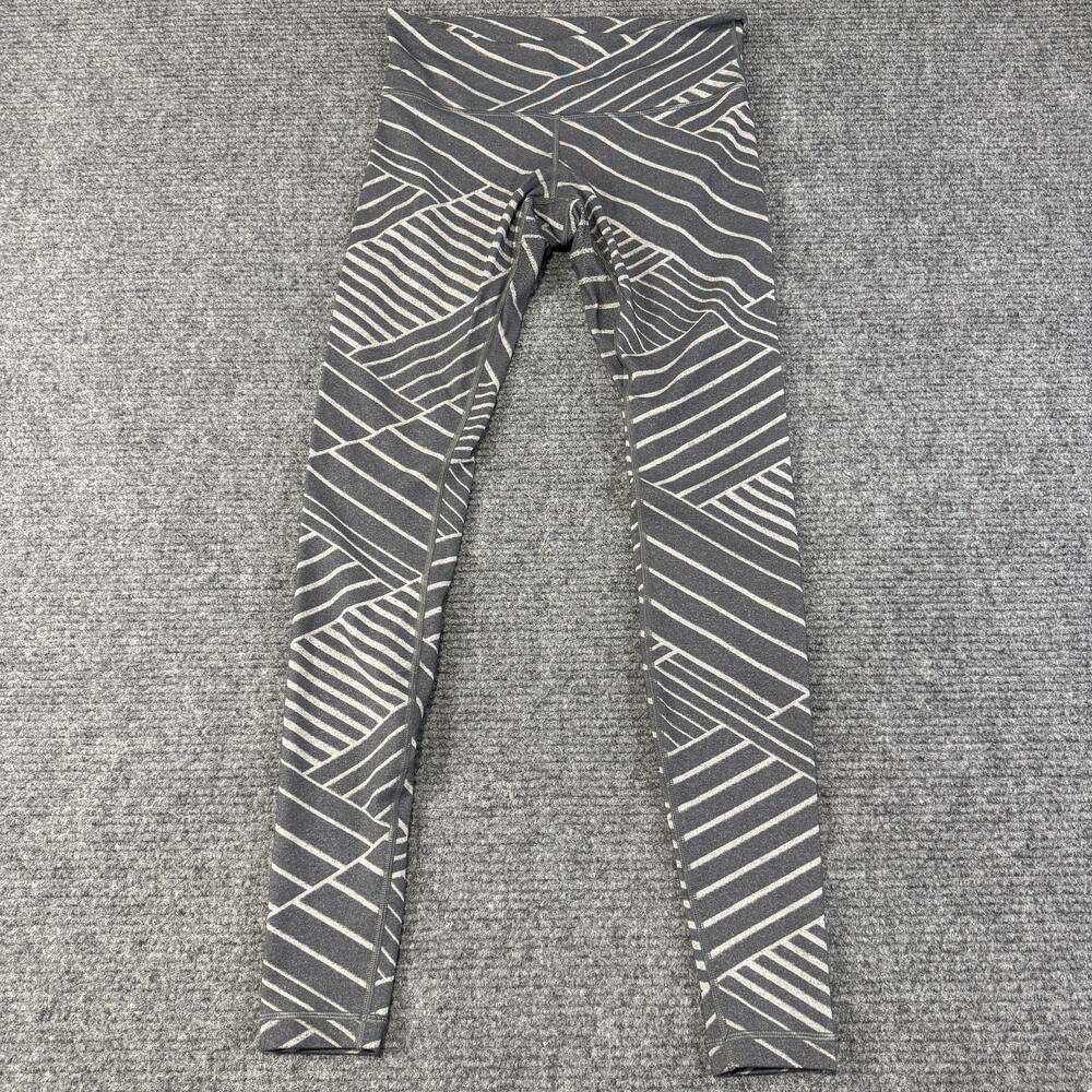 Lululemon Leggings Womens 8 Gray Stripe Ankle Skinny Yoga Pants Gym Running
